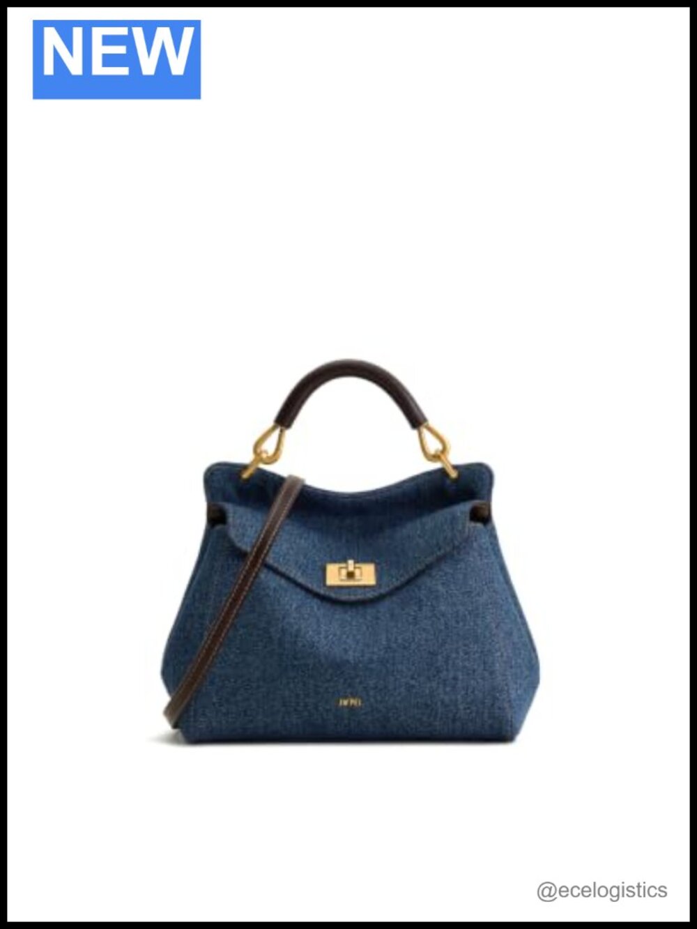 Washed Denim Crossbody Top Handle Bag with Detachable Strap